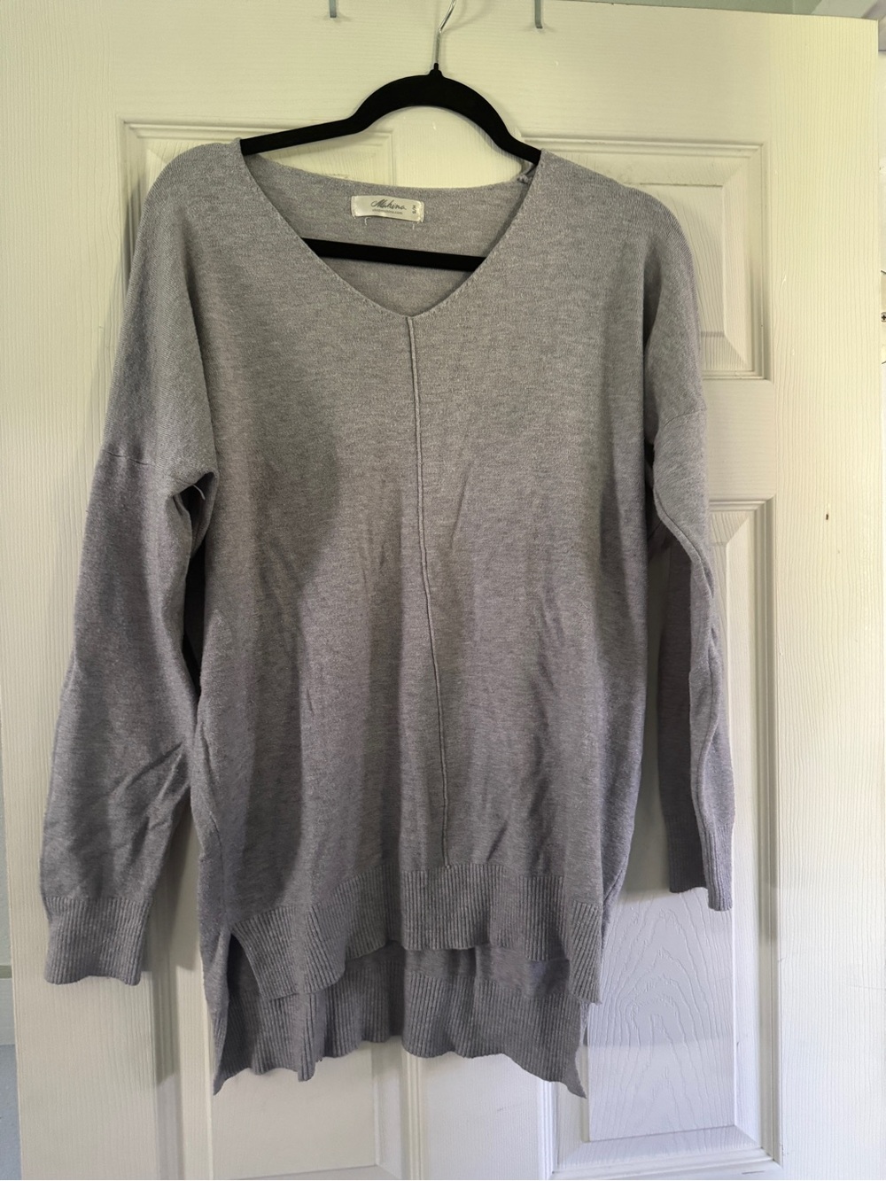 Mahina sz s/m Oversized V-Neck Sweater - Light Gray